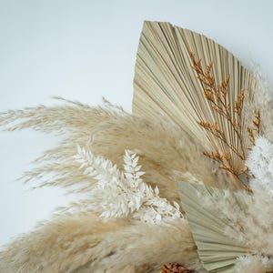 1pc 88.9cm Natural Pampas Grass Wall Hanging, 35 Inch Dried Reed Bouquet, Beige to Brown, Bohemian Home Decor (Desert Whisper)