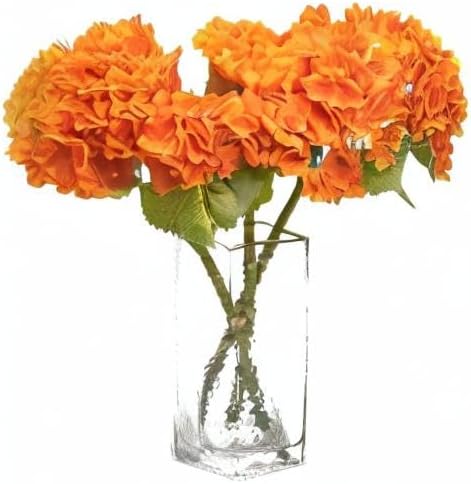 3PCS 22 inch Realistic Artificial Hydrangea Large Real Touch Flowers Artificial Flowers Dry Flowers Outdoor Wedding Christmas Office Family Party Living Room Table Decoration (Orange)