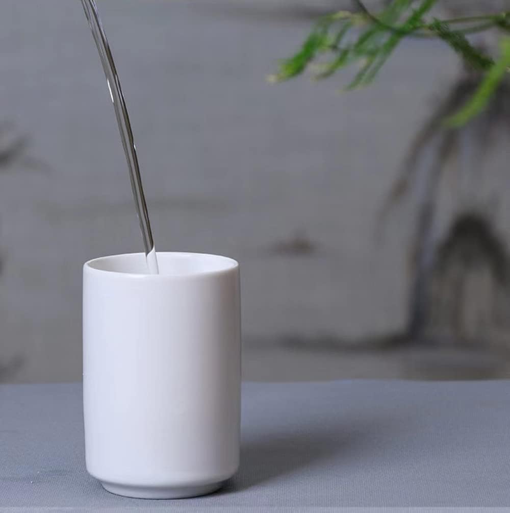 Japanese simple black and white style, handleless ceramic mug, tea cup, toothbrush holder, coffee cups (White)