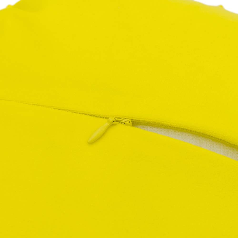 JWH Handmade 3D Flower Pillow Cover Aesthetic Decorative Round Throw Pillow Floral Accent Cushion Case Velvet Pillowcase Cute for Farmhouse Bed Couch Bedroom Decor Sham 12x12 Inch Bright Yellow