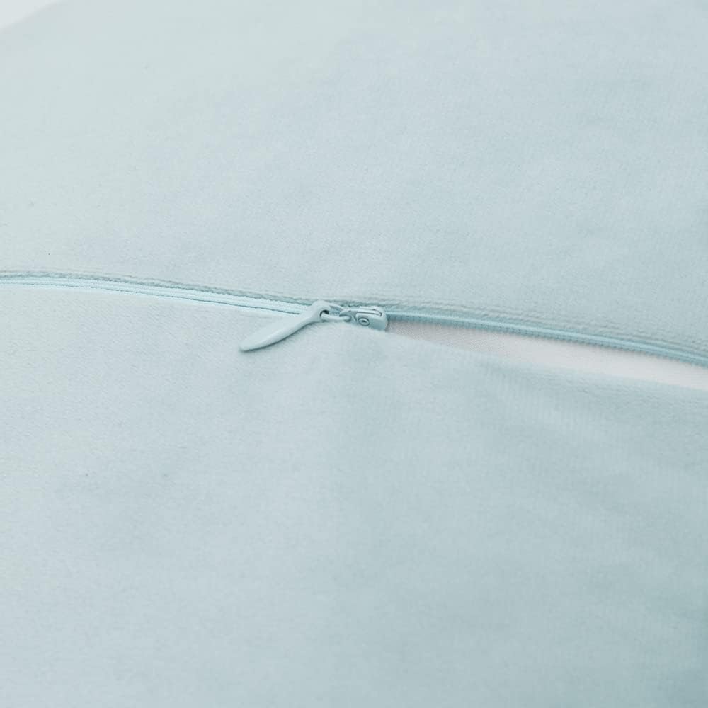 JWH 3D Flower Throw Pillow Cover Decorative Round Cushion Cover Handmade Pillowcase Soft Velvet Pillow Case Bed Couch Living Room 12 Inch Light Blue