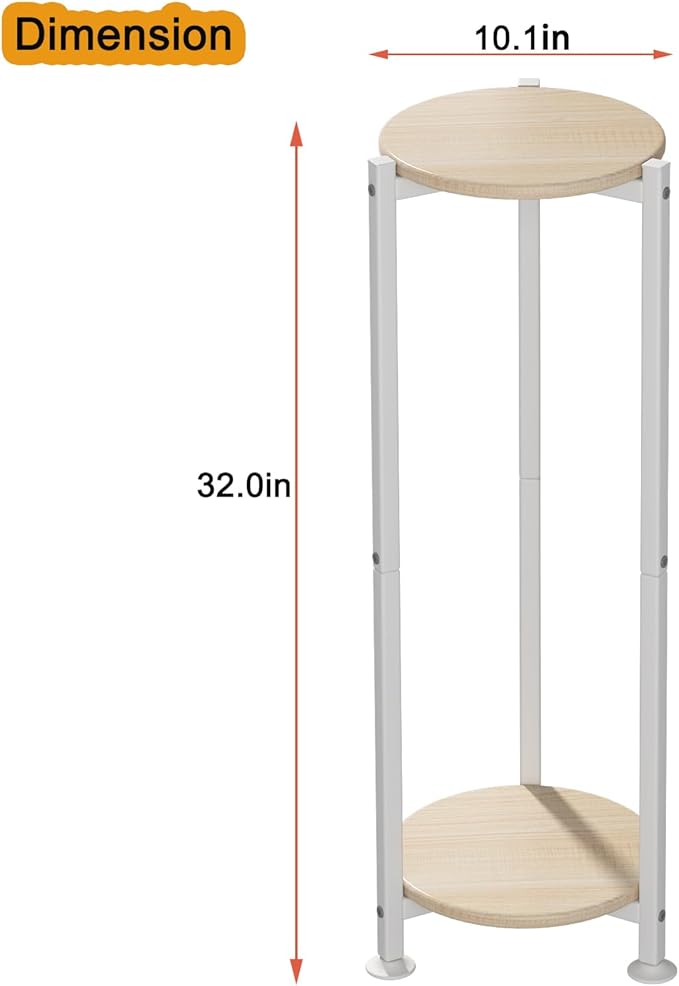 Plant Stand Indoor Corner Tall 2 Tier Metal Modern Flower Storage Plant Shelf Holder for Living Room Balcony Garden,White (2 Tier-White Round)