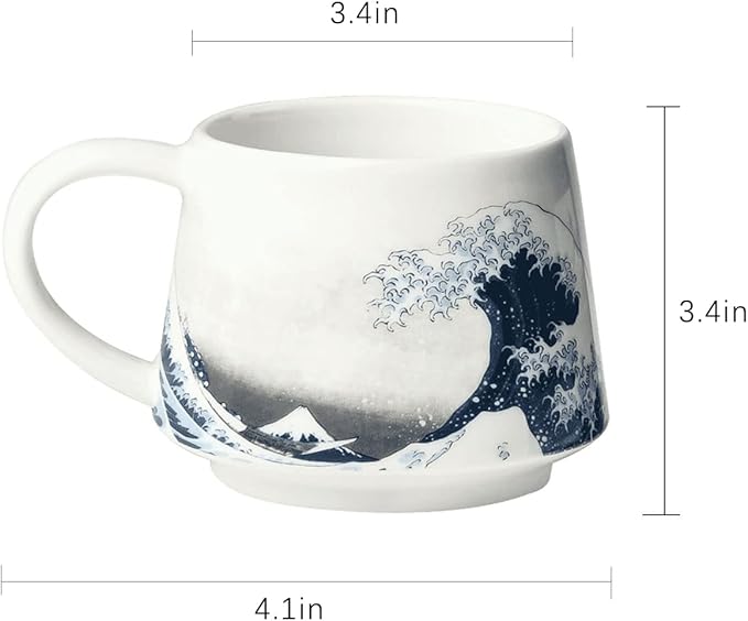 Topadorn Ceramic Mug Porcelain Coffee Cup,12 oz. The Great Wave