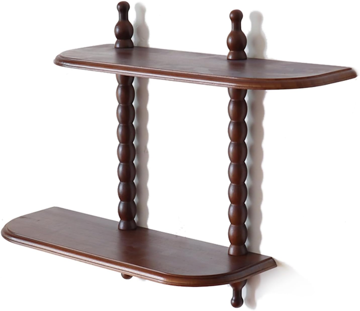 FRIADE 2-Tier Wall Mounted Floating Shelf with Two Roman Column,Decorative Display Shelf for Entrance,Bathroom, Bedroom, Living Room, Kitchen,Office (Dark Brown)