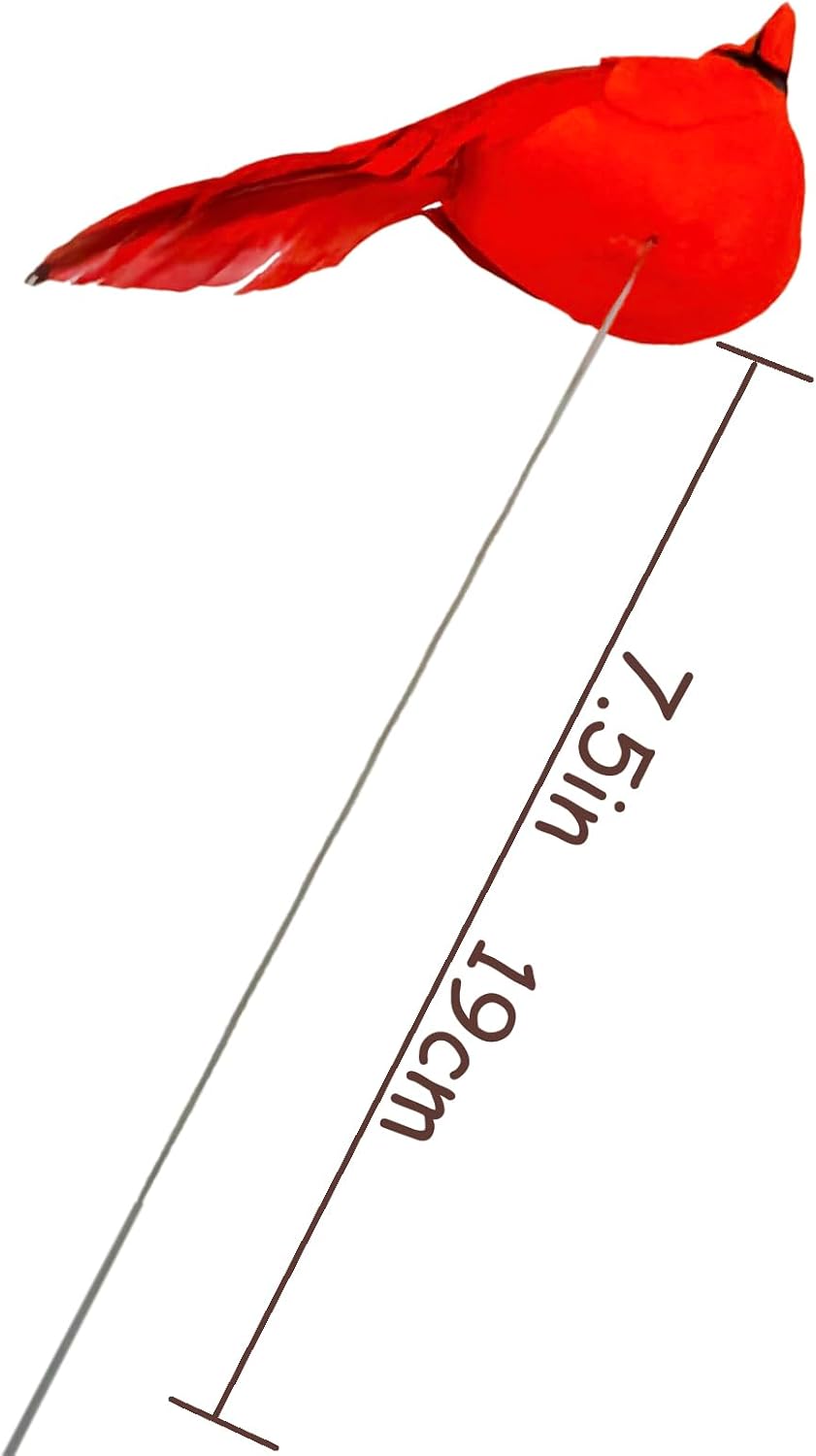 Berfutall-Cardinal Clip On Christmas Tree Ornament Decorations - Red Feathers Set of 24Pieces Each is 2.8" Lon(D)…