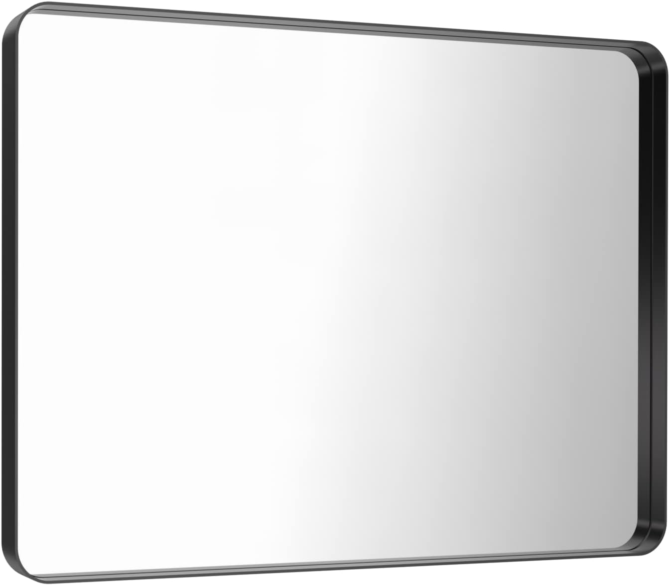 LOAAO 40X32 Inch Black Metal Framed Bathroom Mirror for Wall, Matte Black Bathroom Vanity Mirror Farmhouse, Large Rounded Rectangle Mirror, Anti-Rust, Tempered Glass, Hangs Horizontally or Vertically