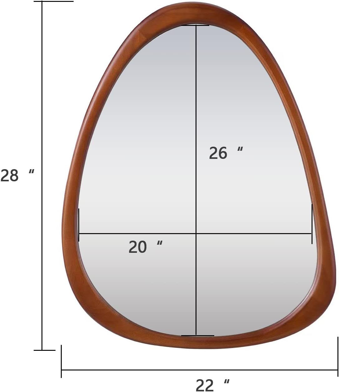 COOL2DAY Irregular Asymmetrical Wood Wall Frame Mirror, Abstract Decorative Odd Shaped Mirror for Living Room, Bedroom, Entryway, Bathroom - 28"x 22"