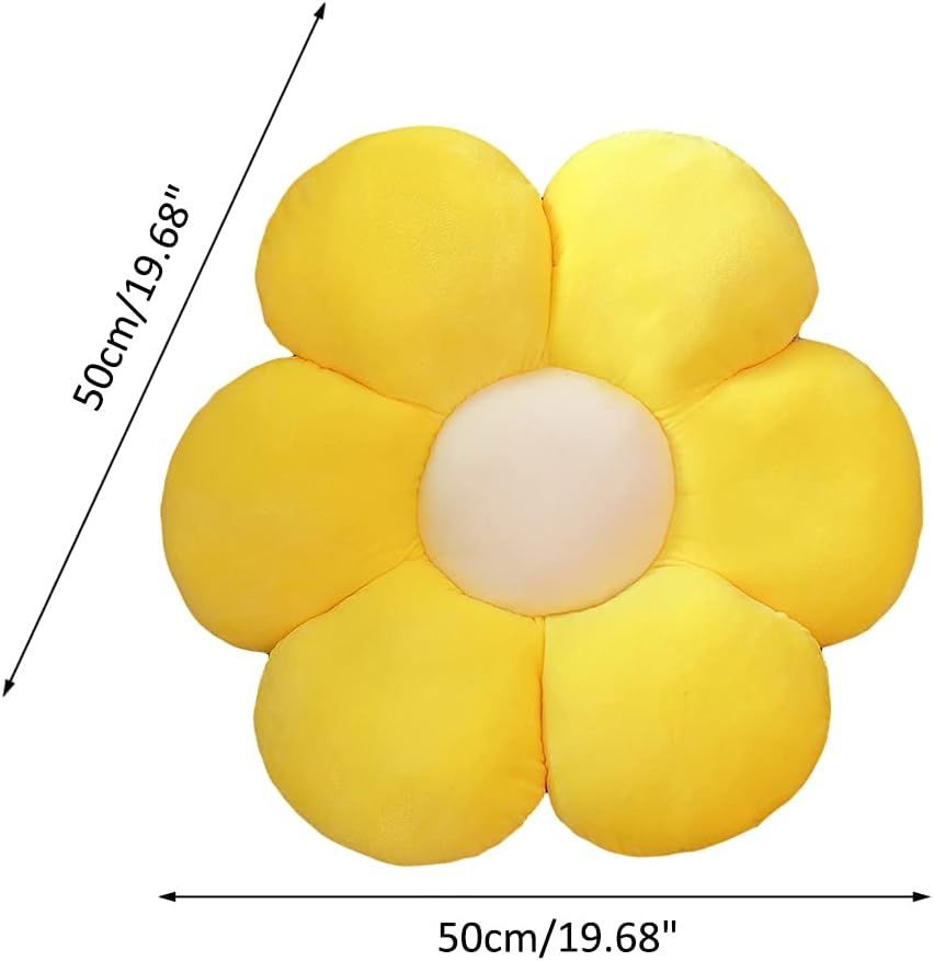 lannery Flower Plush Throw Pillows, Flower Floor Pillow Seating Cushion Toy for Reading, Room, Watching TV (19.7", Yellow-1)