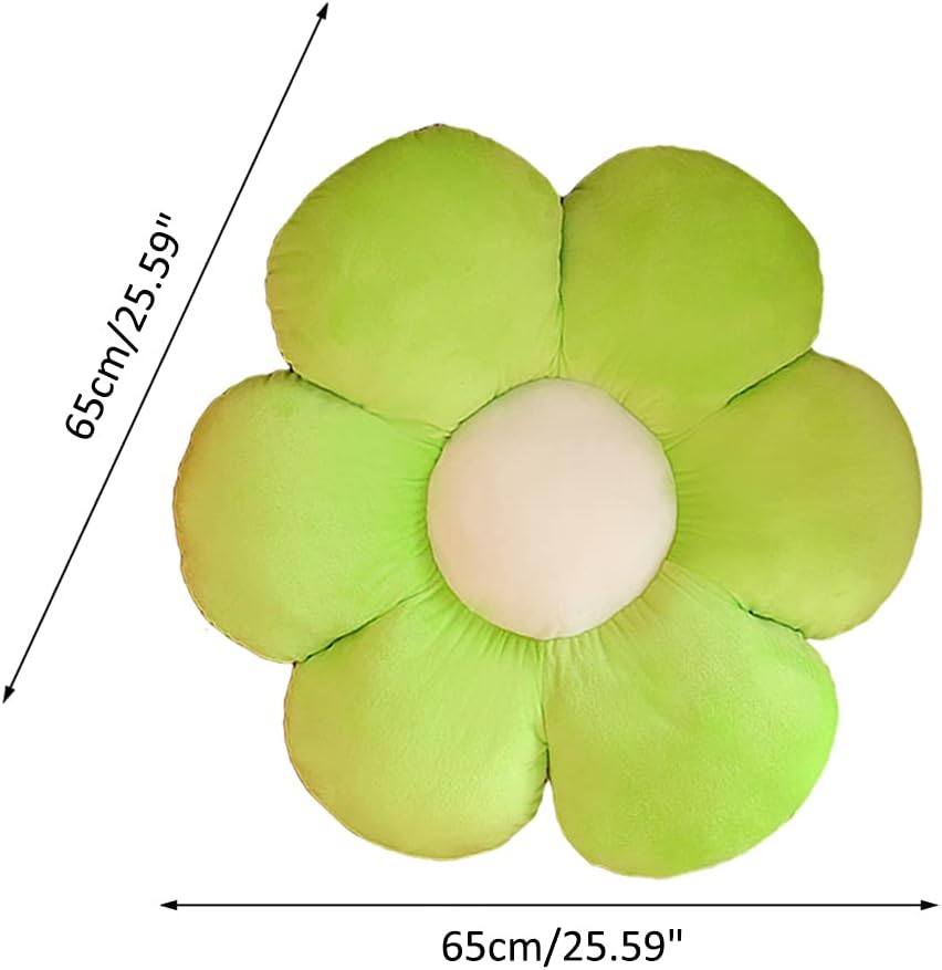 lannery Flower Plush Throw Pillows, Flower Floor Pillow Seating Cushion Toy for Reading, Room, Watching TV (25.6", Green)