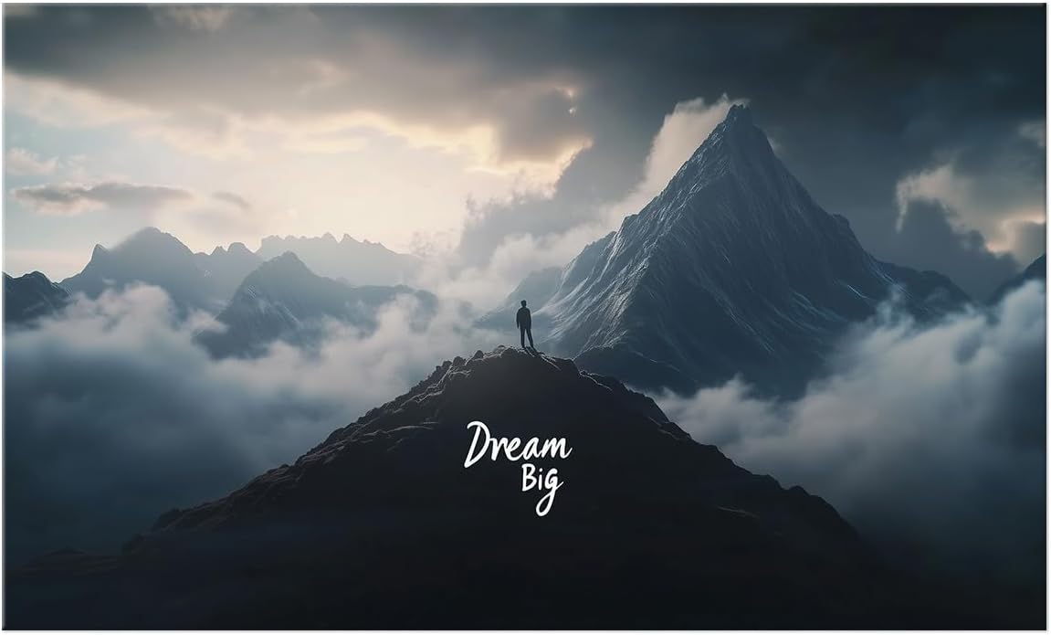 GoForArt Dream Big Motivational Canvas Wall Art, Inspirational Famous Quote Bedroom Living Room Decor, Positive Modern Landscape Mountain Office Dorm Room Poster Print (Dream Big04, 12''x20'')
