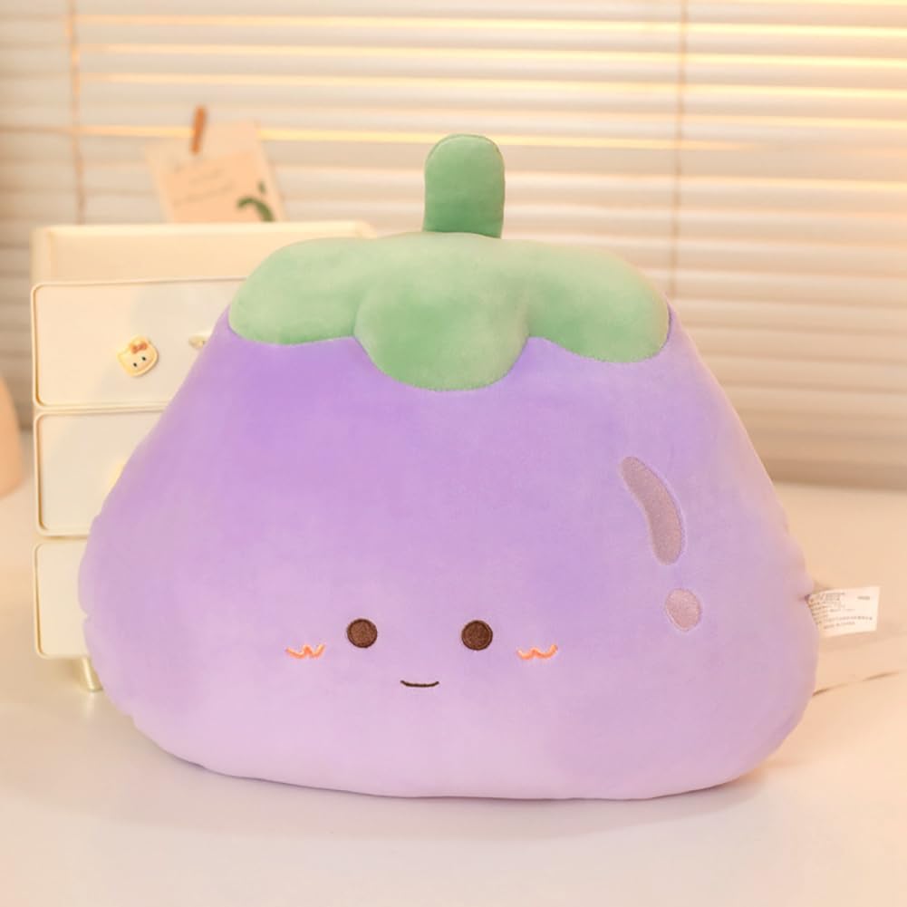 Eggplant Throw Pillows Decorative Cute Soft Vegetable Hugging Pillow Stuffed Food Soft Plush Cushion Décor for Birthdays Gifts Home Decor (Purple)
