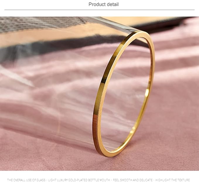 Moden Trapezoid Glass Vase with Gold Mouth for Centerpieces Home Wedding Decoration (1, Small 4.7" x 8.7")