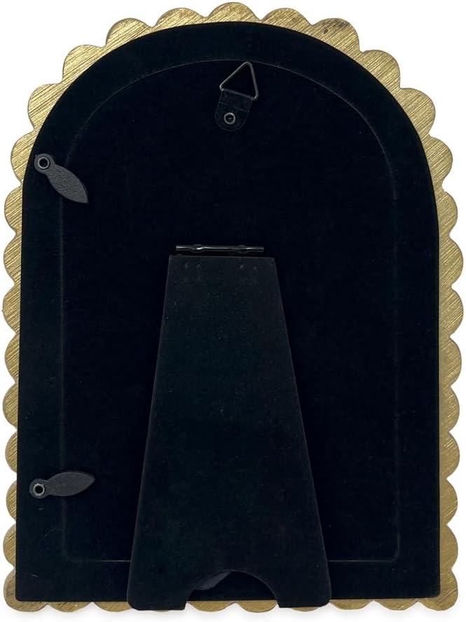 Isaac Jacobs 4x6 Antique Gold Double Bauble Arch Photo Frame with Black Fabric Easel, Tabletop, Wall-Mountable, Shelf and Desk, Decorative Art Design, Home Décor (4x6, Antique Gold)