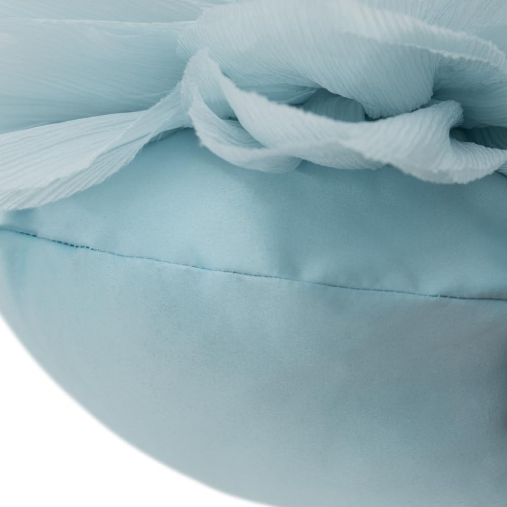 Cute Blue Flower Pillow Decorative Round Throw Pillows Handmade 3D Floral Accent Pillowcases Soft Elegant Cushion for Bed Couch Chair Car Bedroom Living Room Home Decor Unique Gifts 12 Inch