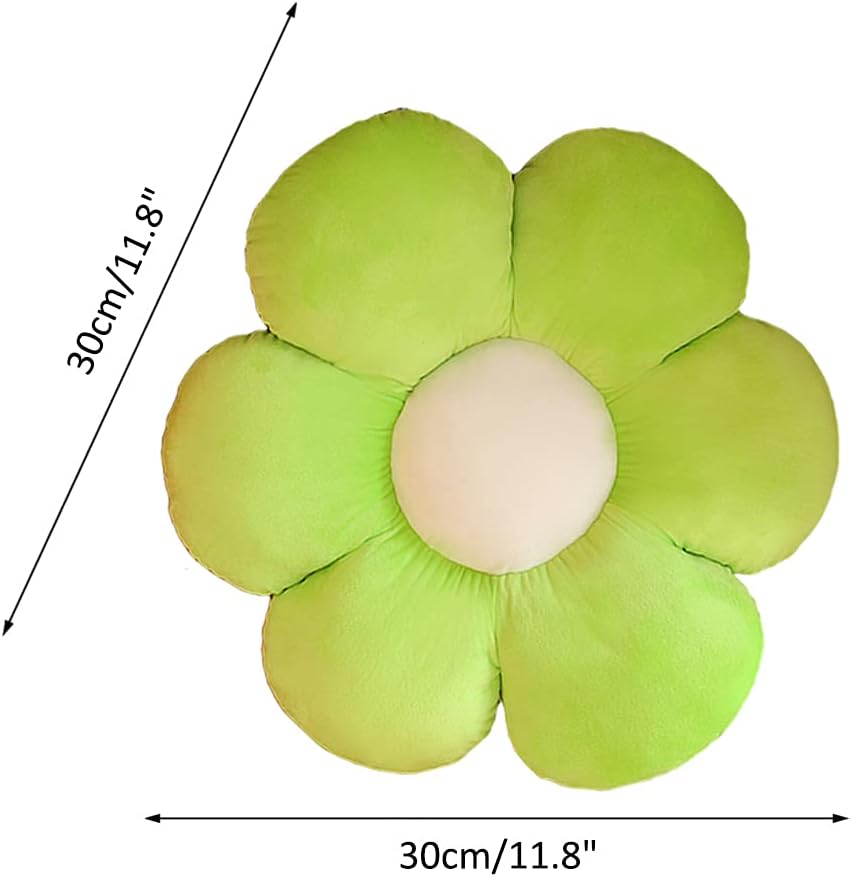 lannery Flower Plush Throw Pillows, Flower Floor Pillow Seating Cushion Toy for Reading, Room, Watching TV (11.8", Green)