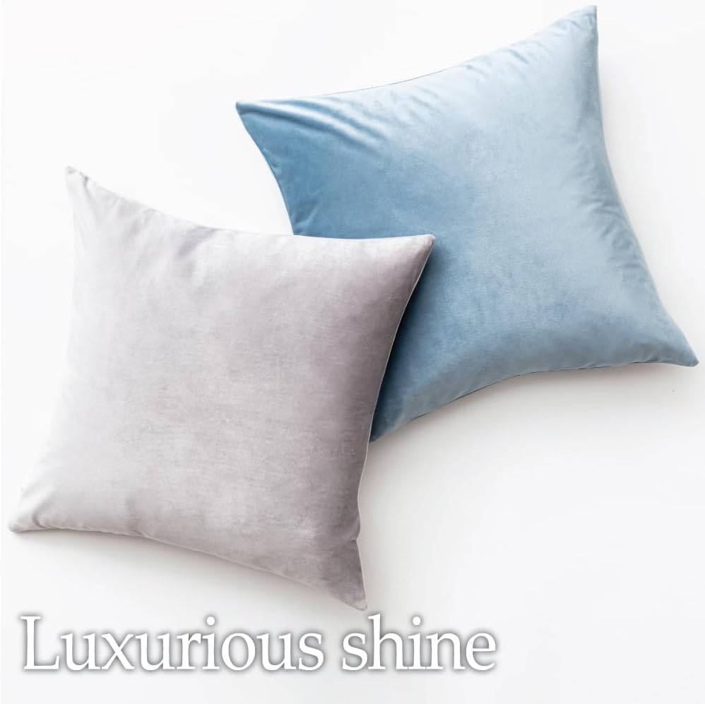 lalaLOOM Velvet Throw Pillow Covers, Set of 2, 24x24 Decorative Square Pillows Home Decor, Soft Accent Cases, Silky Machine Washable Pillowcases for Sofa, Couch, Bedroom, Living Room, Moss Green