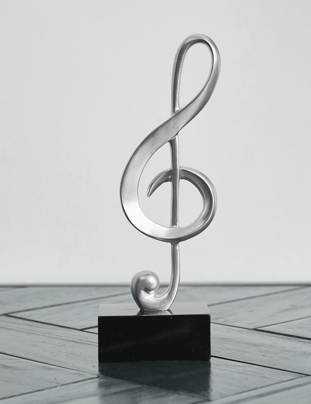 HAUCOZE 3pcs Music Note Decor Musical Decoration Gifts Table Centerpiece Sculpture Piano Statue Silver 7.5 inch