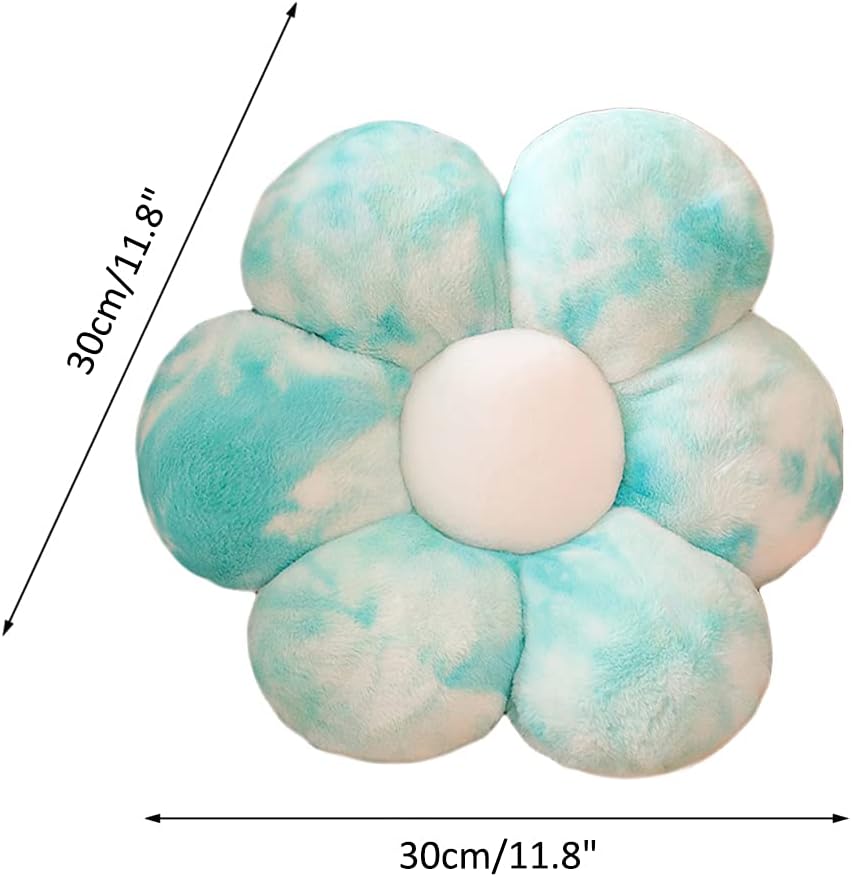 lannery Flower Plush Throw Pillows, Flower Floor Pillow Seating Cushion Toy for Reading, Room, Watching TV (11.8", Blue)