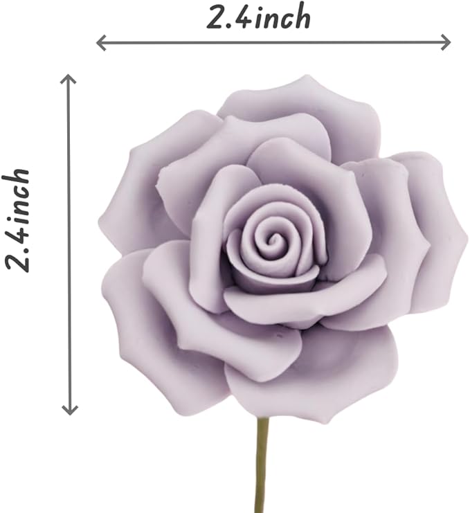 6 pcs Handmade Ceramic Roses,Featuring Vibrant Colors and Intricate Petal Details Floral Decorations Wedding Decoration Christmas Decor Gift Providing Long-Lasting Beauty (Purple)