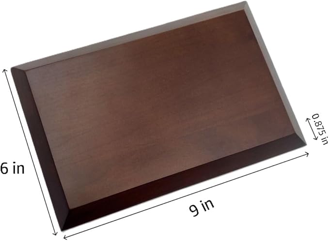 Dark Brown Solid Cherrywood Pedestal, Rectangular Wood Display Base with Bevel, Vintage Decor Wooden Riser for Display (9" x 6" x 7/8")