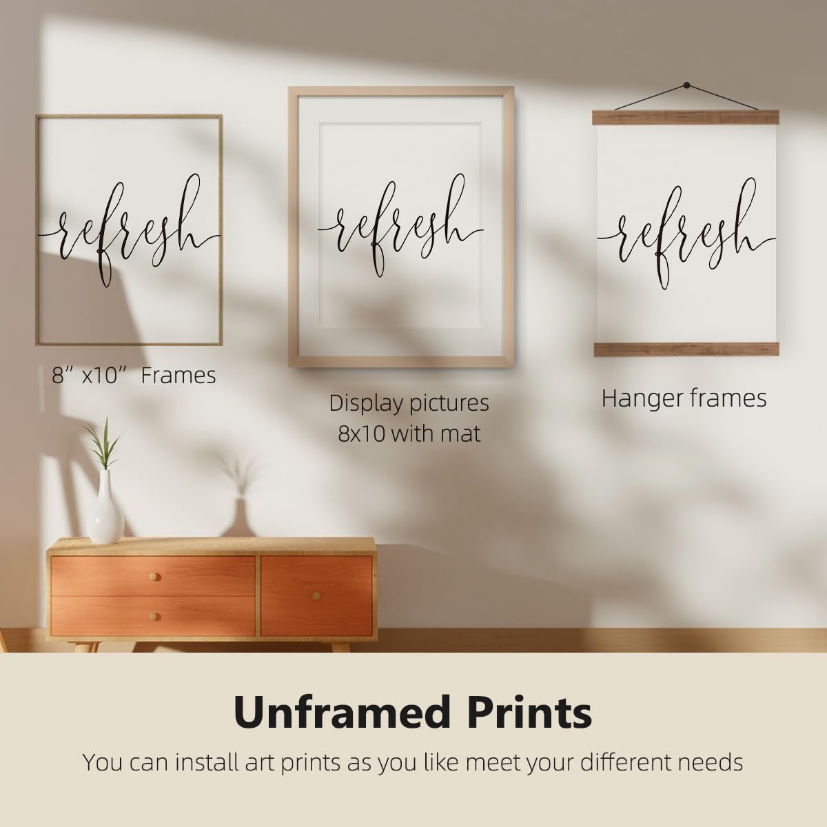 ETVISO Refresh Relax Recharge Wall Art Decor Set of 3, Bathroom Wall Decor Spa Decoration, Yoga Wall Art Prints, Minimalist Modern Prints, 8x10 (Unframed)