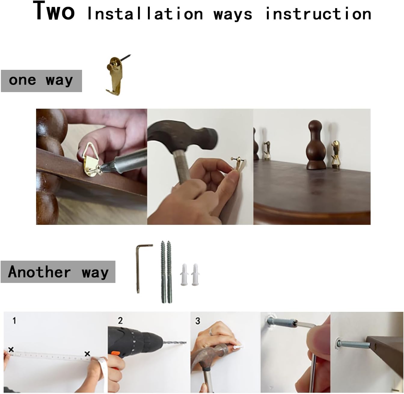 FRIADE 2-Tier Wall Mounted Floating Shelf with Two Roman Column,Decorative Display Shelf for Entrance,Bathroom, Bedroom, Living Room, Kitchen,Office (Brown)