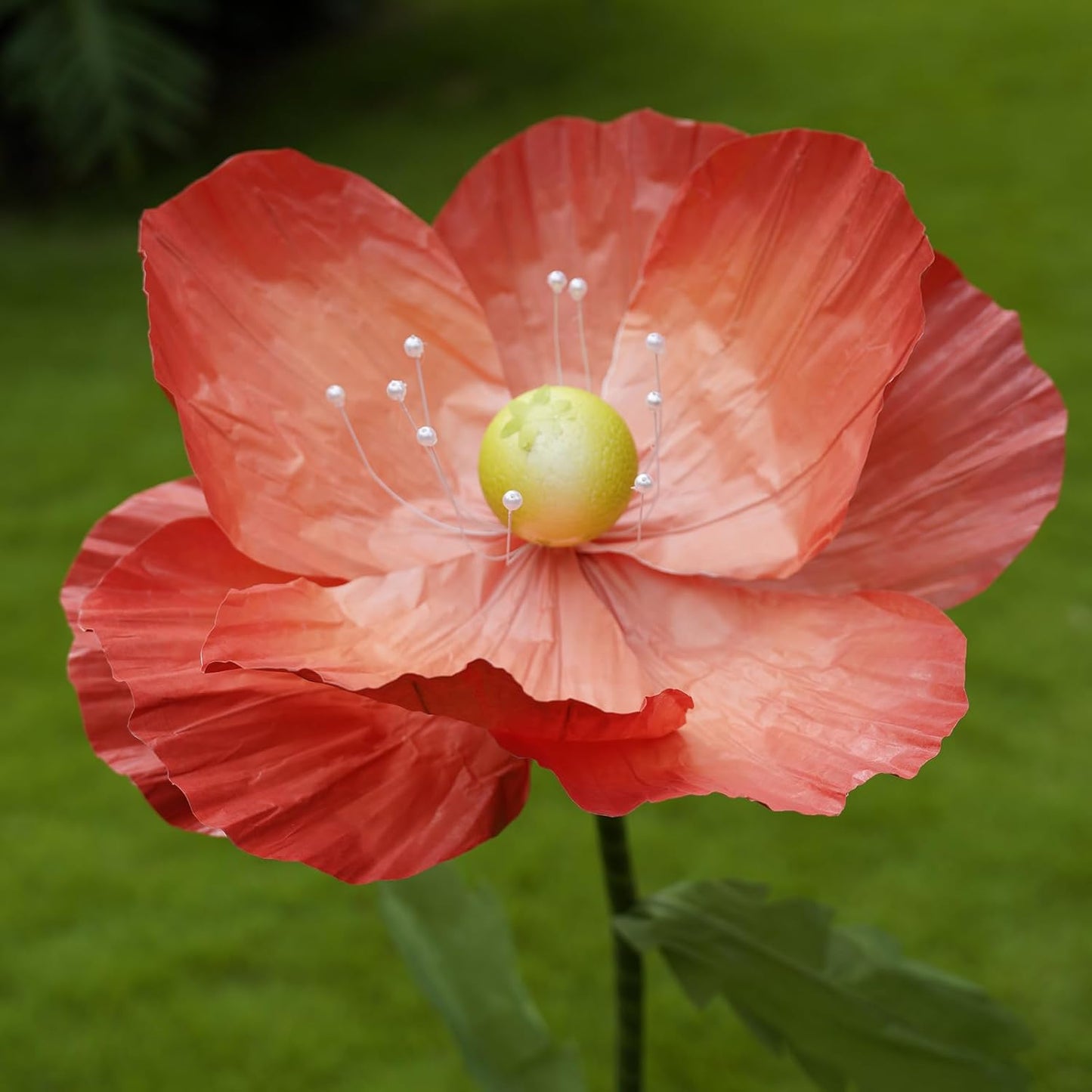 Giant Flowers for Decoration,Large Paper Flowers with Standing Stems and Base,3 pcs Artificial Flowers for Home Decor, Wedding Decorate, Photography Props, Party Banquet (Orange)