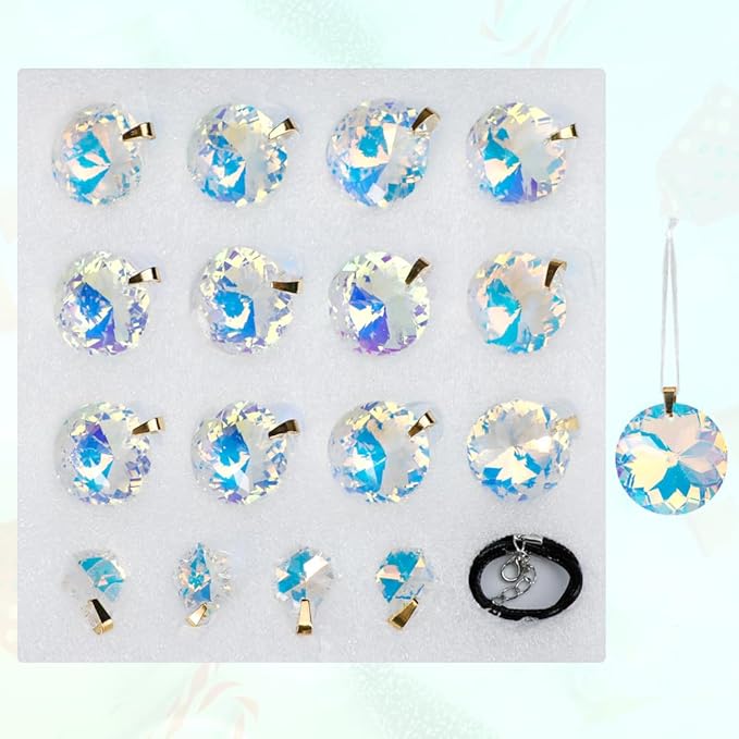 Worgree 16 Pcs AB Color Hanging Crystal Glass Christmas Balls Ornaments for Christmas Tree Decorations Set Thanksgiving Xmas Wedding Party Gifts Indoor Home Decor