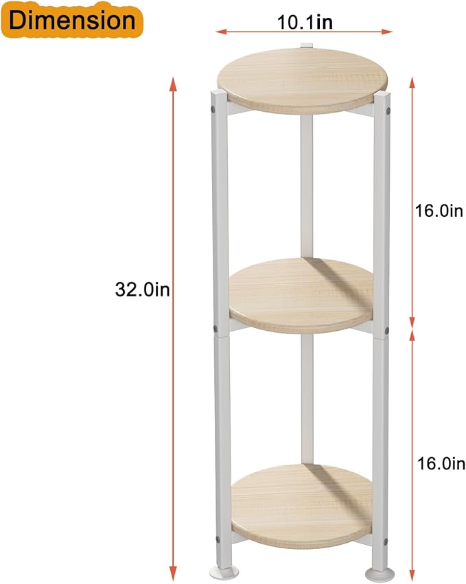 Plant Stand Indoor Corner Tall 3 Tier Metal Modern Flower Storage Plant Shelf Holder for Living Room Balcony Garden, White (3 Tier-White Round)
