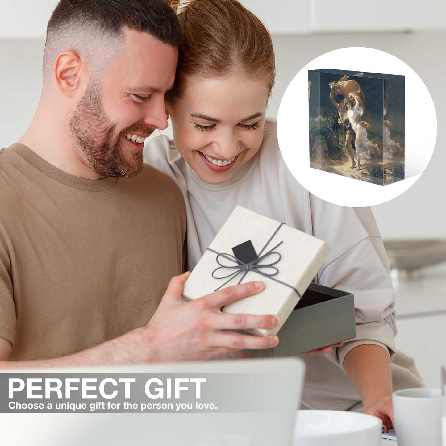 Desktop Decoration Oil Painting, Run in A Rainstorm Acrylic Desk Decor 4x4 Tabletop Wall Sign - Appreciation and Housewarming Presents for Coworkers and Friends