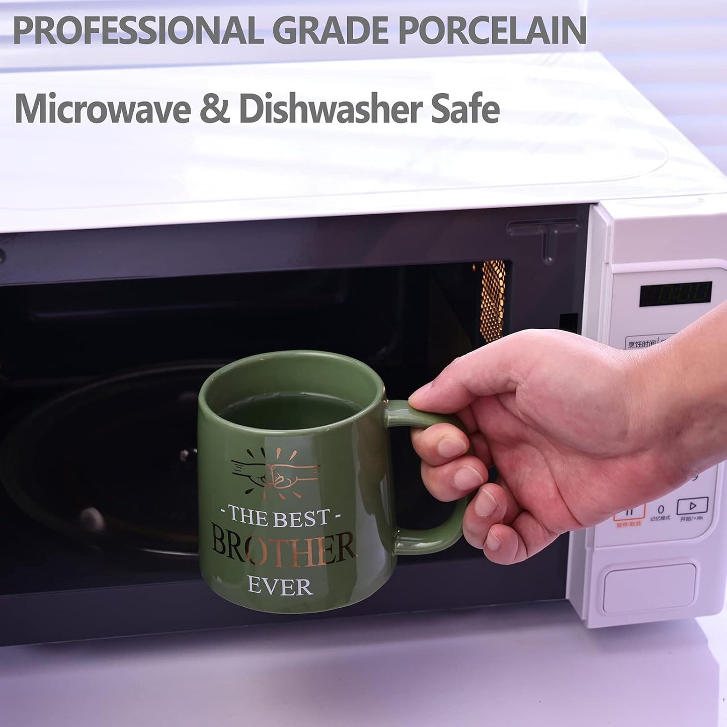 Miicol Funny Coffee Mug 16 oz, Green Coffee Cup, Large Ceramic Tea Mug, Gift Idea for Men, Brother, Tea Cup, Unique Gift for Birthday, Christmas