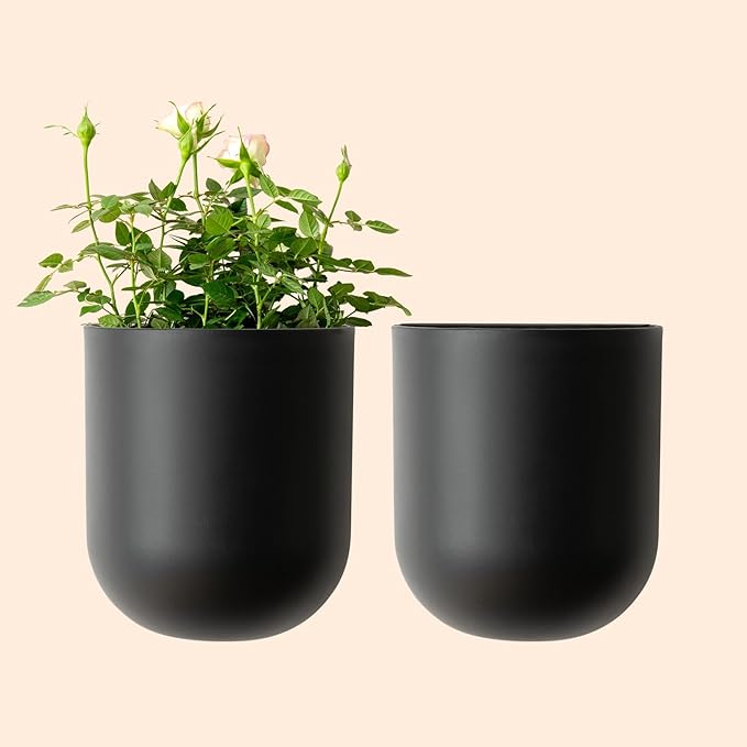 LA JOLIE MUSE Wall Hanging Planters for Indoor Plants,Hanging Flower Pots for Air Plants Succulent, Set of 2, 5.7L*4.1W*7H, Black