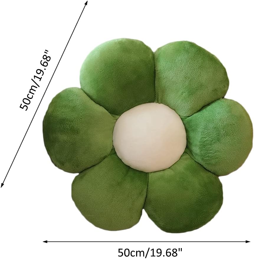 lannery Flower Plush Throw Pillows, Flower Floor Pillow Seating Cushion Toy for Reading, Room, Watching TV (19.7", Dark Green)