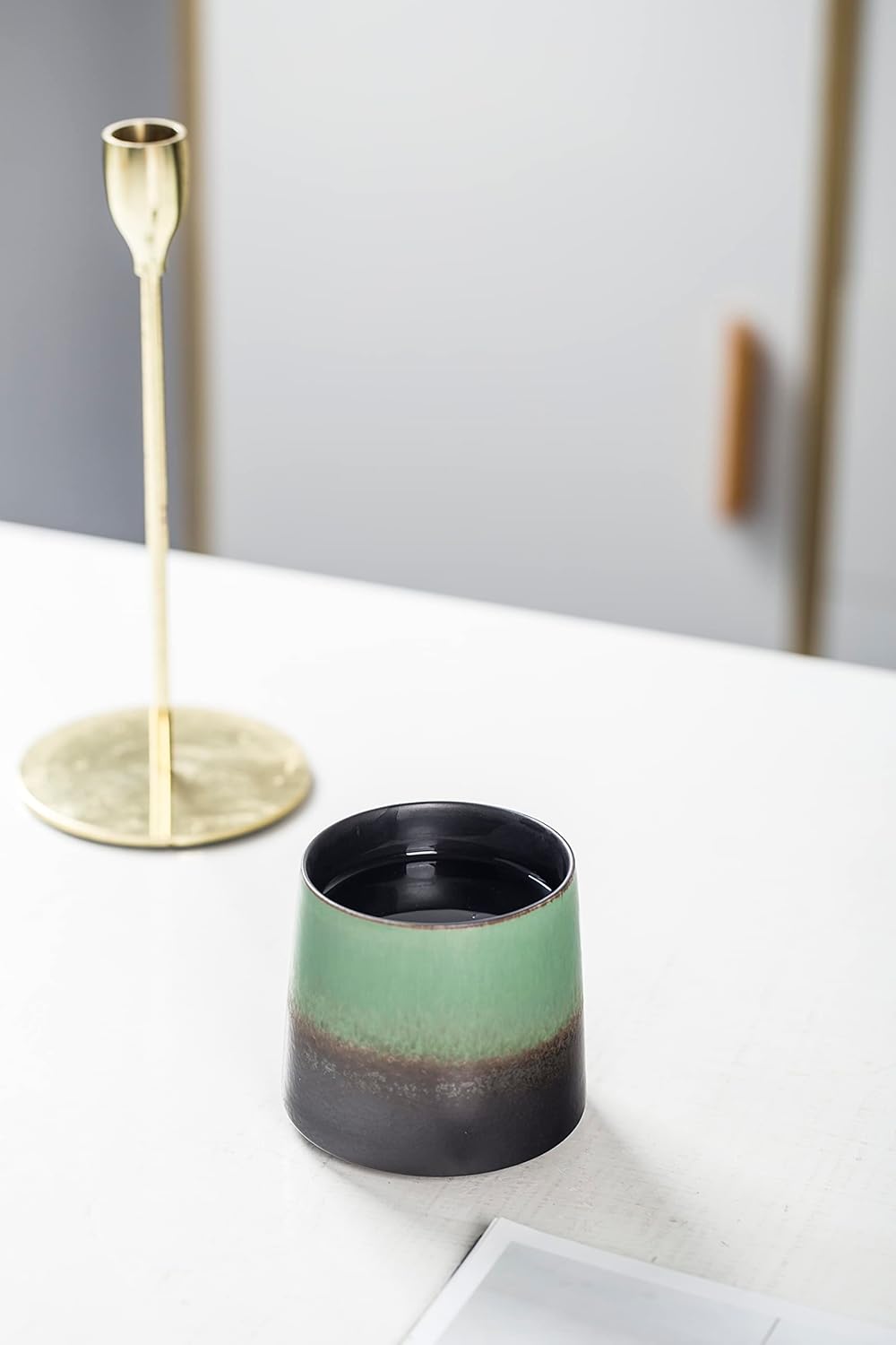 Big handmade Ceramic Coffee Mugs for Men/Women,10oz Tea Cup for Office and Home,Microwave and Dishwasher safe,Gift for Parents,Family and Friends(Green)