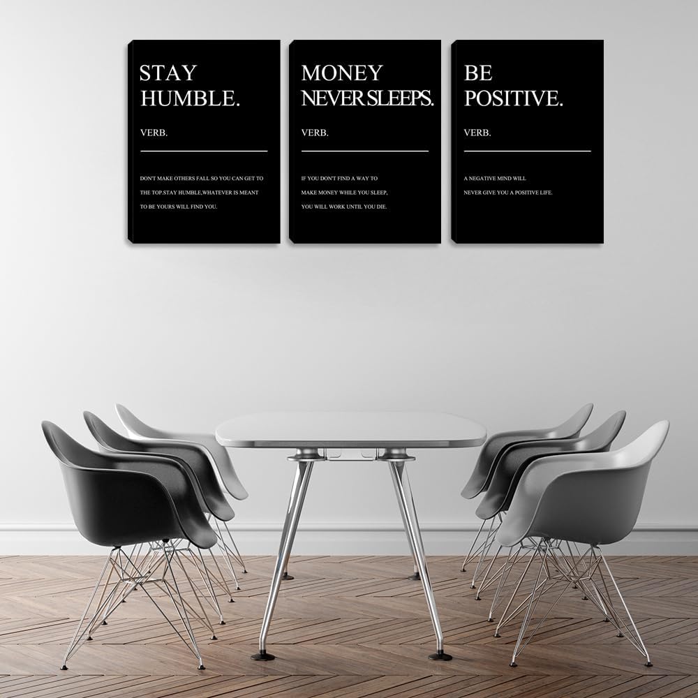 Large Motivational Framed Wall Art 3 Pieces Positive Quotes Decor Picture Painting Prints Artwork Inspirational Office Art Wall Decor Poster Home Wall Decoration for Bedroom Living Room (72" Wx36 H)