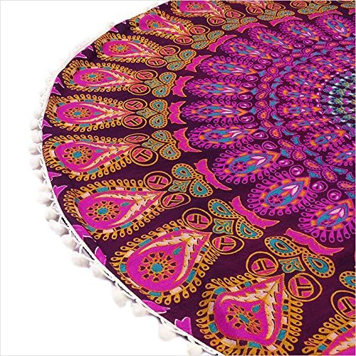 Eyes of India - Mandala Floor Pillow Cover Meditation Cushion Seating Throw Hippie Round Colorful Decorative Bohemian Indian Pouf Ottoman Handmade Cover ONLY (A1 Purple 2, 32" x 32")