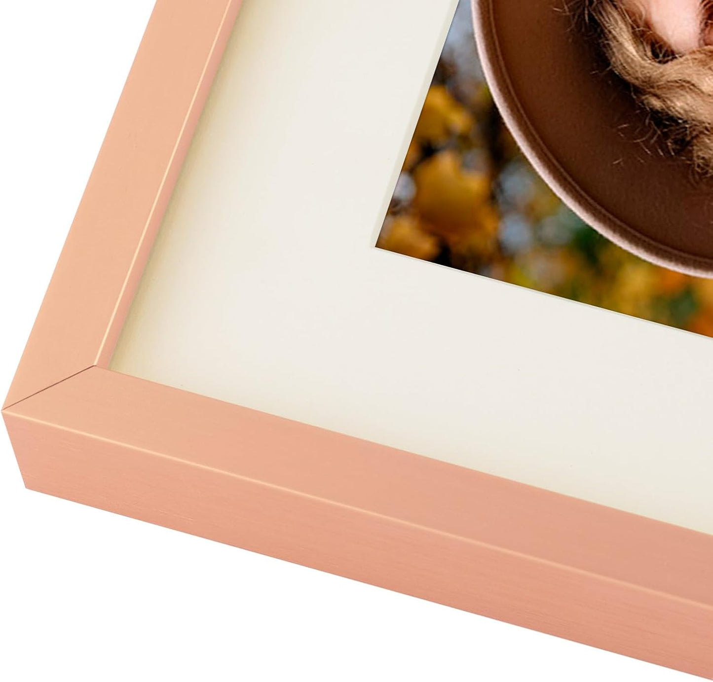 Frametory - 8x10 Aluminum Collage Picture Frame - Display 4x6 Pictures with 2 Openings Mat - Real Glass Front - with Easel Stand for Horizontal/Vertical Wall Mount - Rose Gold 1 Pack