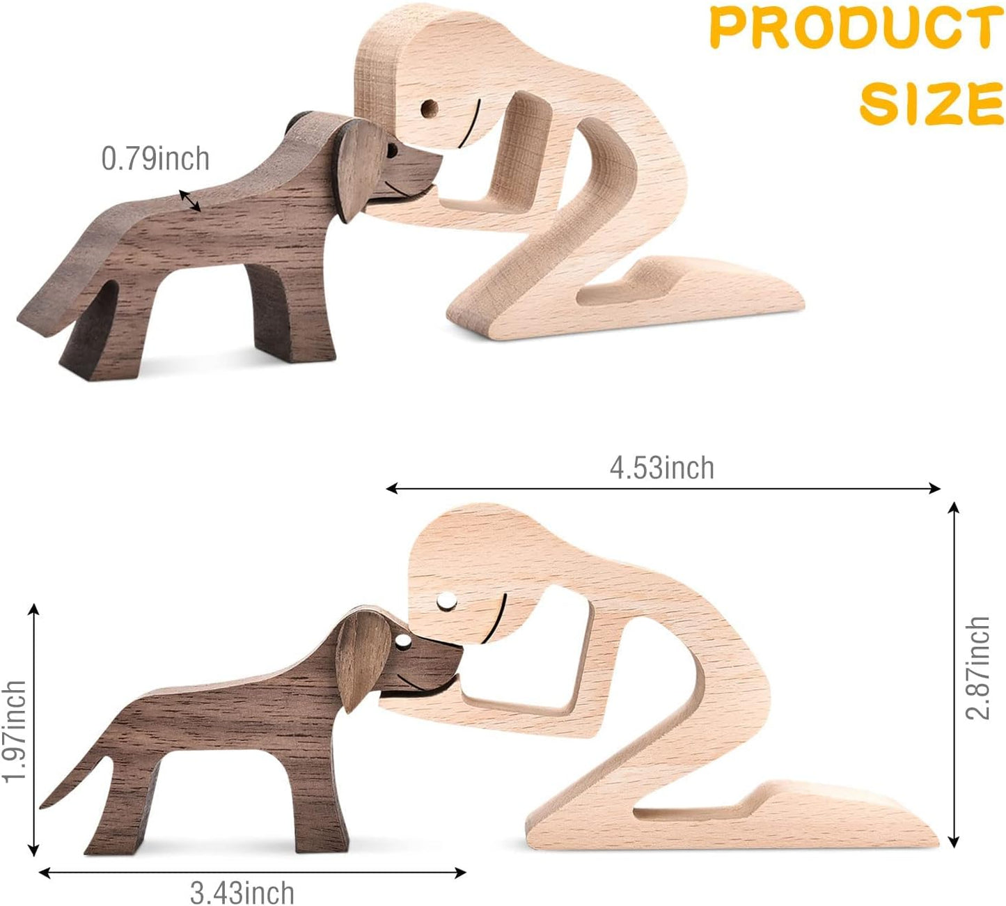 ISHINE Handmade Wooden Dog Gift - Carved Dog Statue, Perfect for Home, Office or Living Room Decor