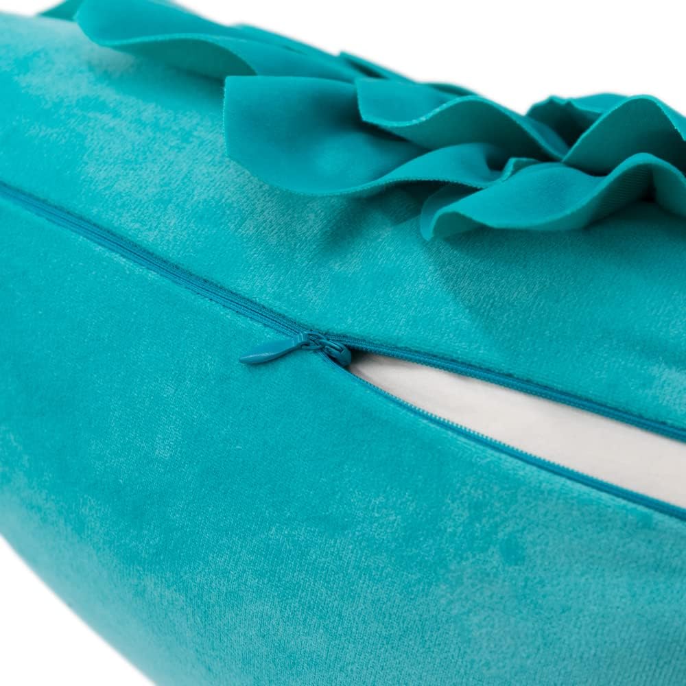 Decorative 3D Flower Throw Pillow Covers Handmade Pillowcases for Sofa Bed Home Room Decor 18 x 18 Inch Teal