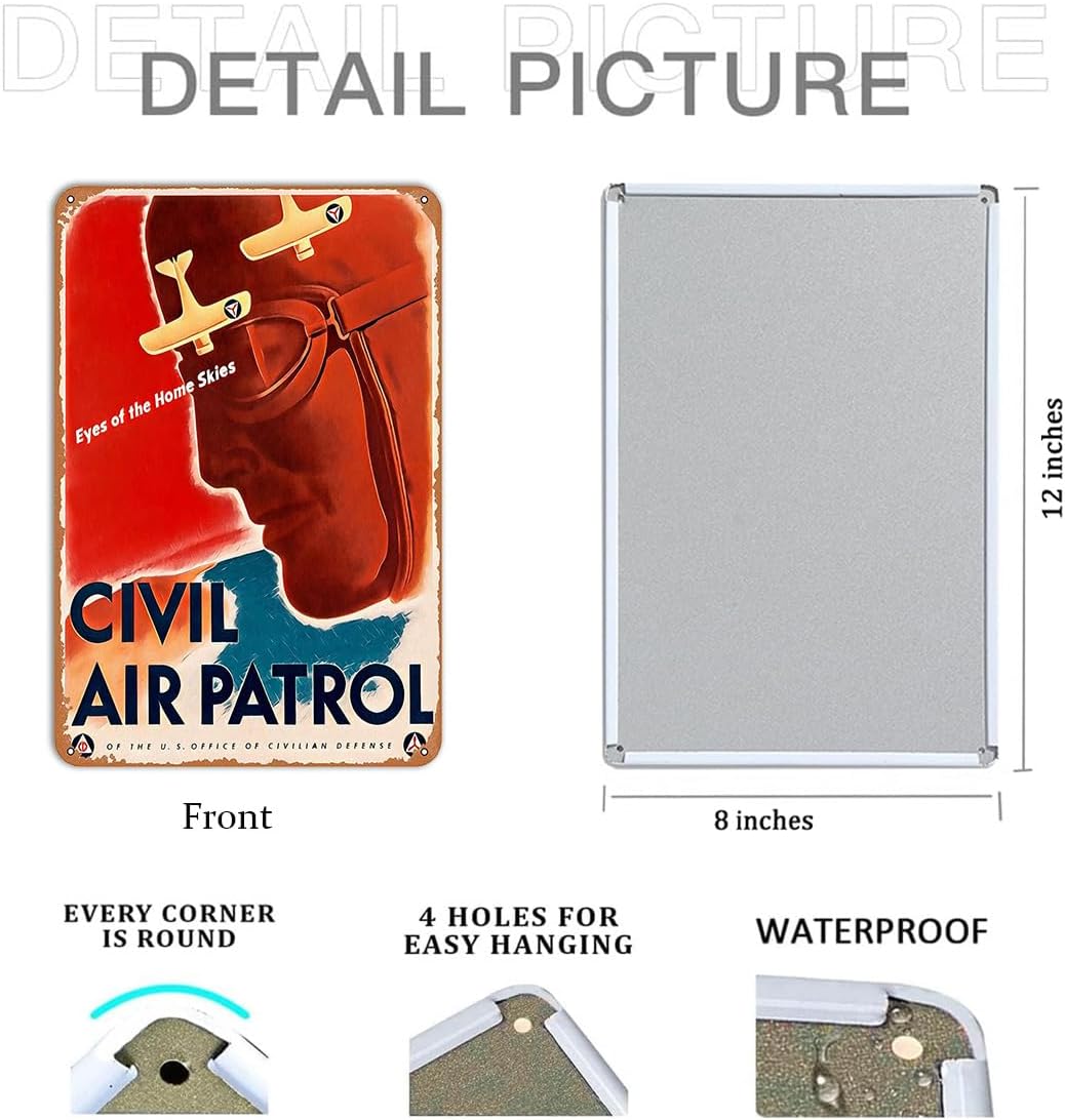 Civil Air Patrol Metal Sign - Aviation Wall Art and Airplane Decor, Retro Pilot Gift for History Enthusiasts, Home, Office, or Man Cave, 8"x12" Tin Poster