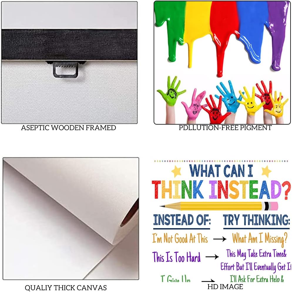 Inspirational Classroom Wall Decor What Can I Think Instead Artwork Office Counselor Poster Social Work Office Art Educational Motivational Wall Art Wooden Framed Ready to Hang-12 inch x 16 inch