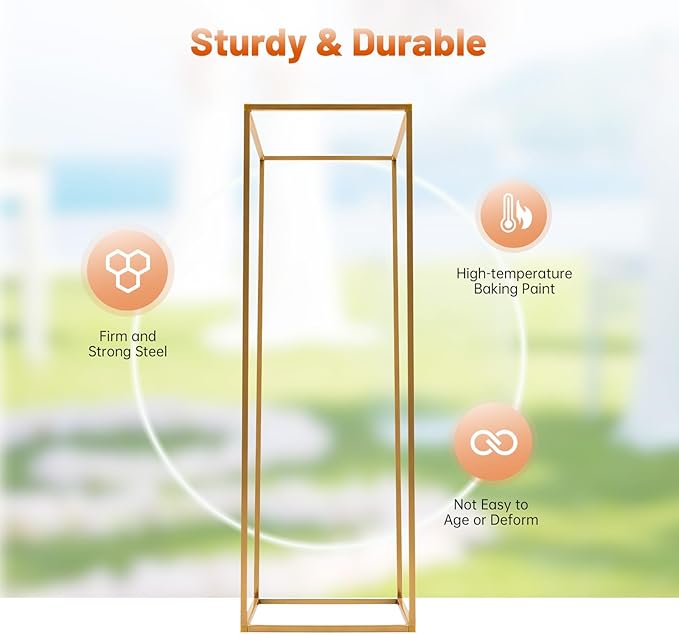 5 Pcs Metal Flower Stand for Wedding Centerpieces Stand Column Vases Wedding Flower Stand Rectangular Geometric Gold Centerpieces Stands for Wedding Decorations Home Party Event (5Pcs 31.49inch)