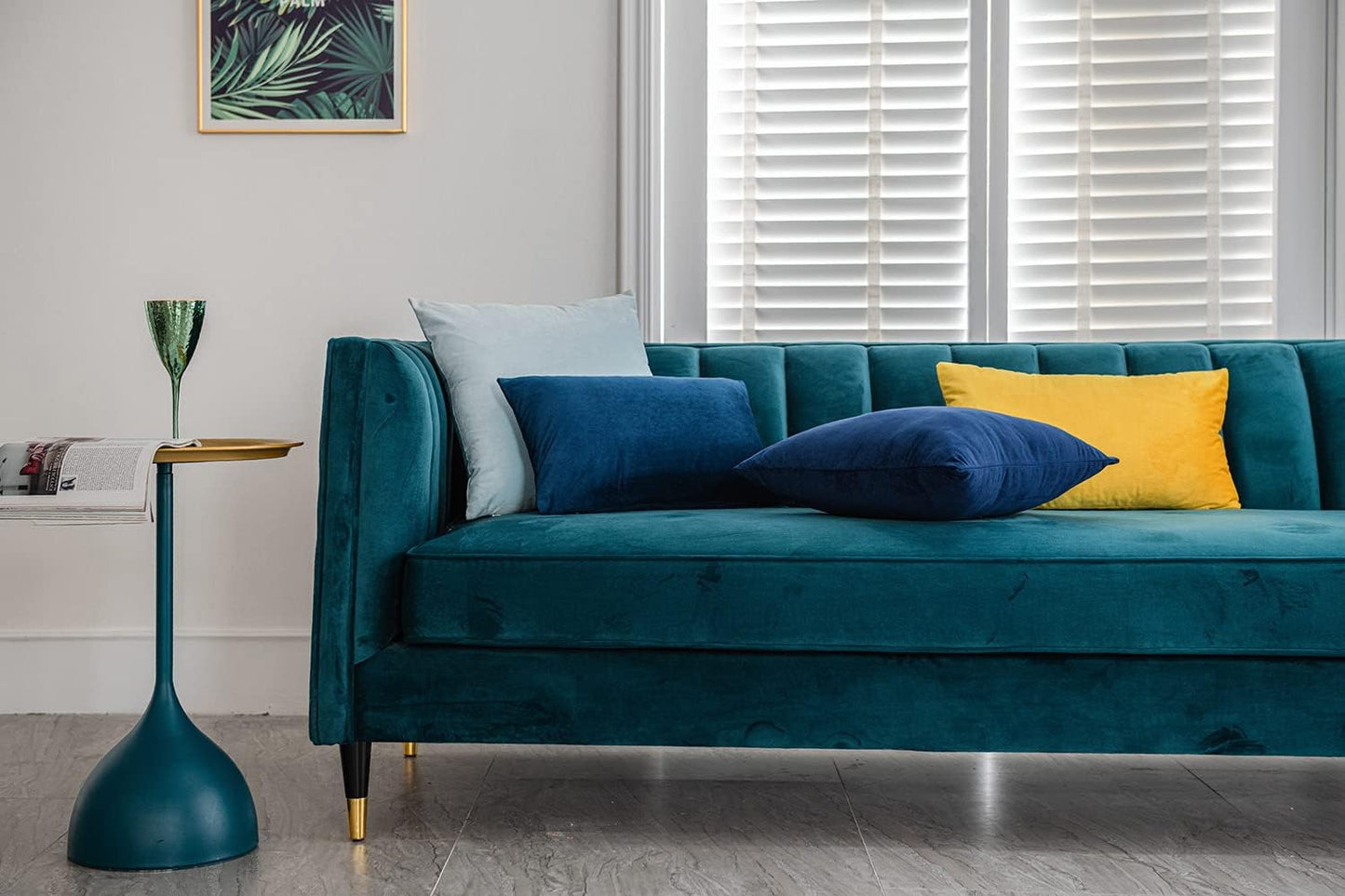 Couch Pillow Cases 16x16 Navy: 2 Pack Cozy Soft Velvet Square Throw Pillow Covers for Farmhouse Home Decor