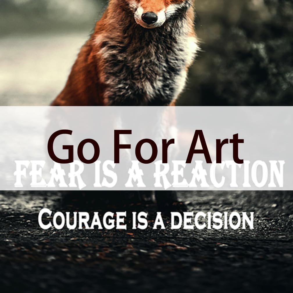 GoForArt Motivational Canvas Wall Art, Famous Quote Inspirational Prints Wall Decor, Fox Fear Is A Reaction Poster for Office Living Room, Animals Bedroom Dorm Room Artwork Home Decoration 12x18in