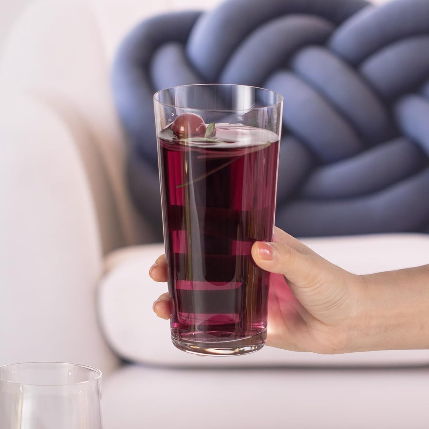 KAMMAK Drinking Glasses Set of 2, 17oz Crystal Water Glasses, Everyday Tall Glass Cups, Highball Glass for Cocktail, Juice, Mojito, Iced Tea, Kitchen and Bar Glassware Gifts,Collins Glasses