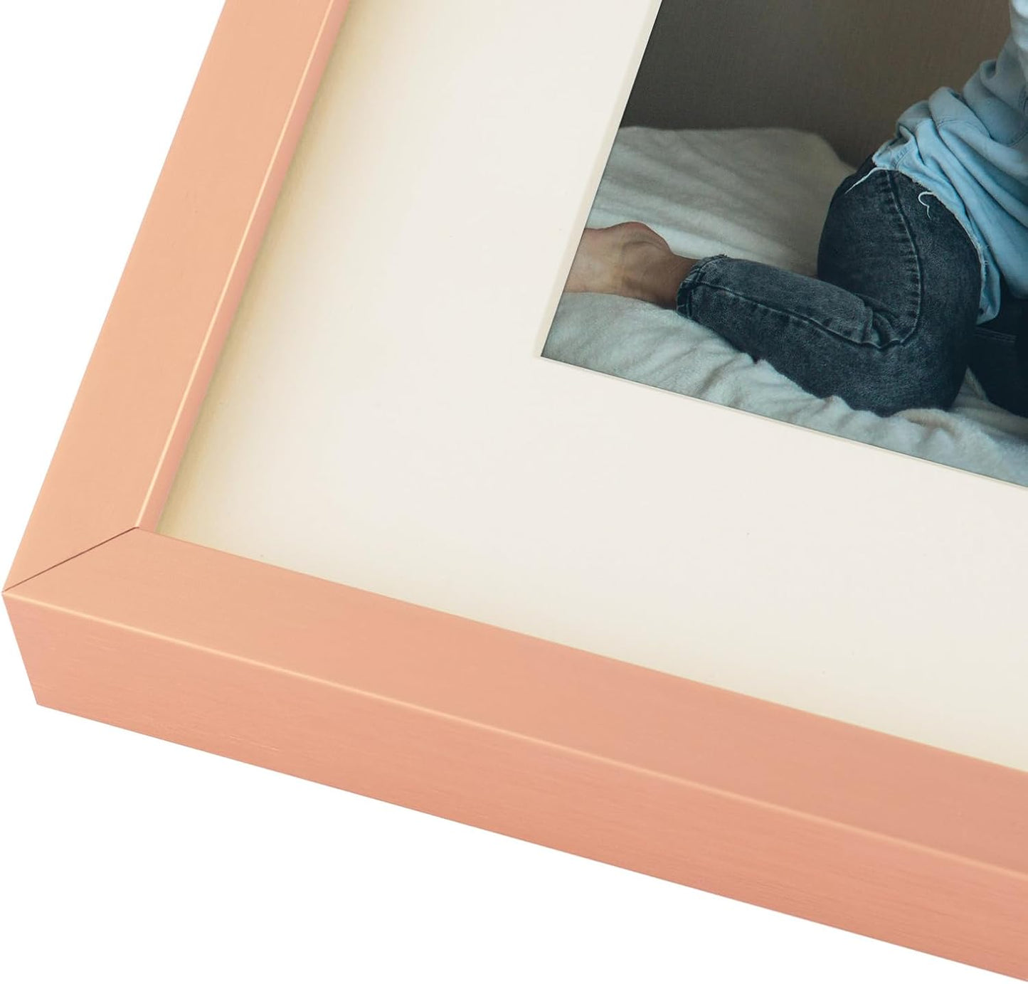 Frametory - 16x16 Aluminum Collage Picture Frame - Display 4x4 Pictures with 9 Openings Mat - Real Glass Front - Horizontal/Vertical Wall Mount - Rose Gold 1 Pack