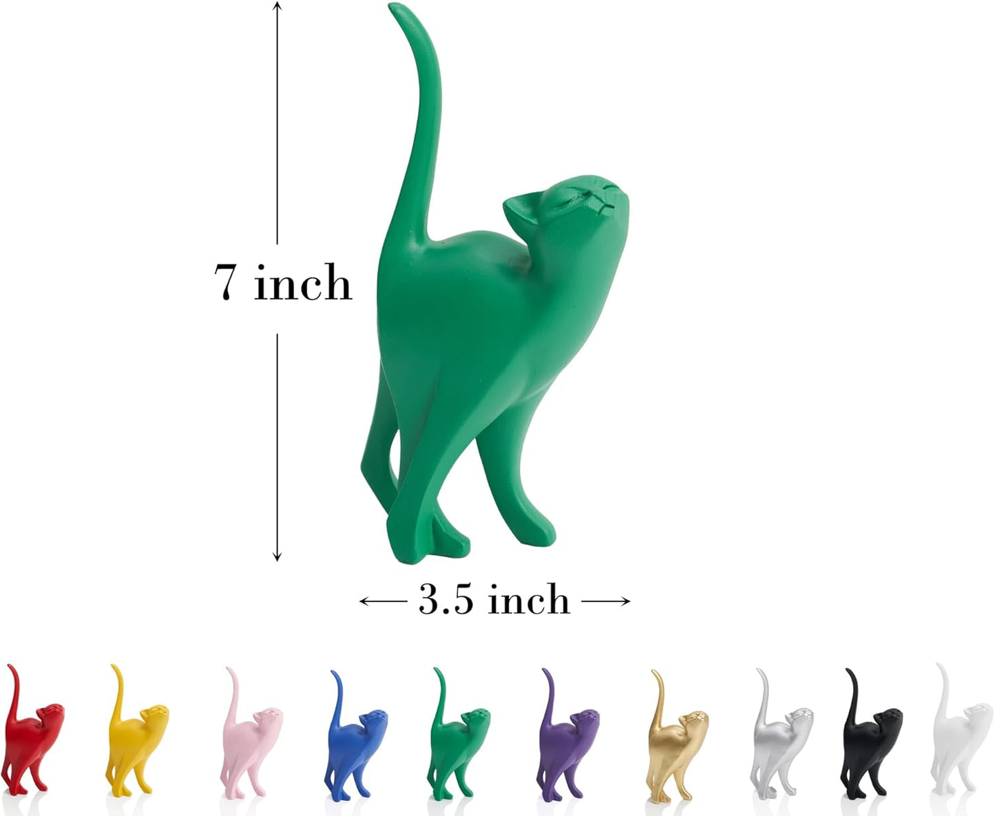 Green Cat Statue Modern Abstract in Multiple Colors, Ideal Indoor Decor & Gift for Cat Lovers, Artistic Home Accents