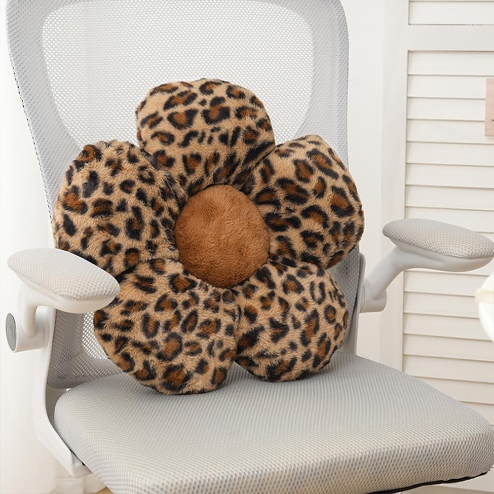 Leopard Print Bow Throw Pillows Cute Flower Plush Pillow Stuffed Bow Backrest Cushion Home & Car Decoration(2 Pack)