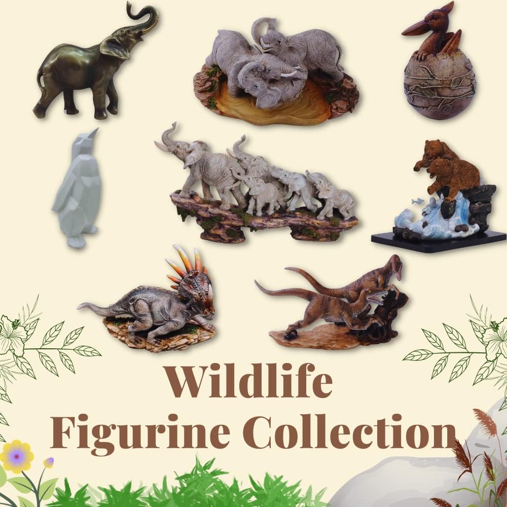 Comfy Hour Our Cute Elephant Friends Collection 16" Roaming Elephant Group Wildlife Figurine Statue Sculpture, Stone Resin