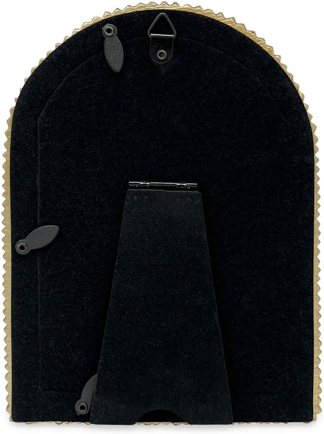 Isaac Jacobs 4x6 Antique Gold Double Bead Arch Photo Frame with Black Fabric Easel, Tabletop, Wall-Mountable, Shelf and Desk, Decorative Art Design, Home Décor (4x6, Antique Gold)